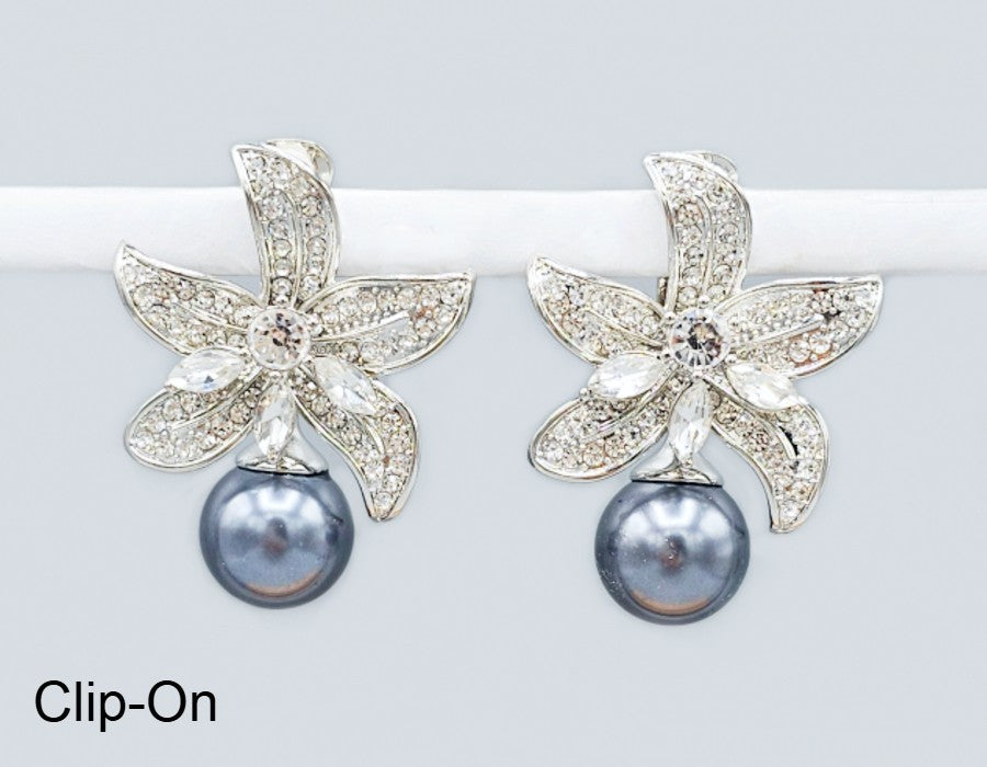 Fashion Crystal Bloom Clip-On Earrings #GE2747 - Multiple Colors (PC)