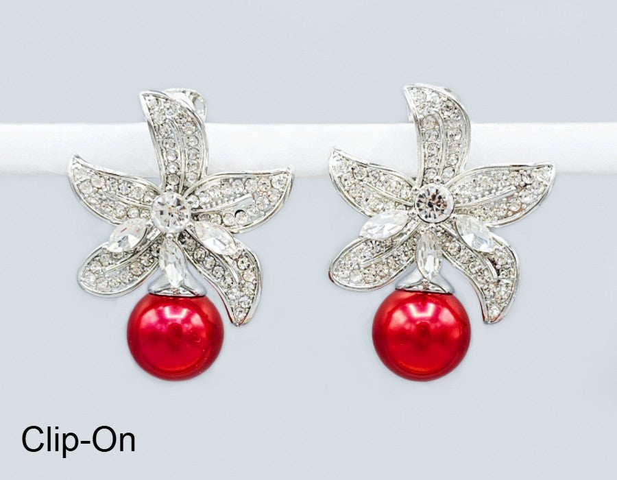 Fashion Crystal Bloom Clip-On Earrings #GE2747 - Multiple Colors (PC)