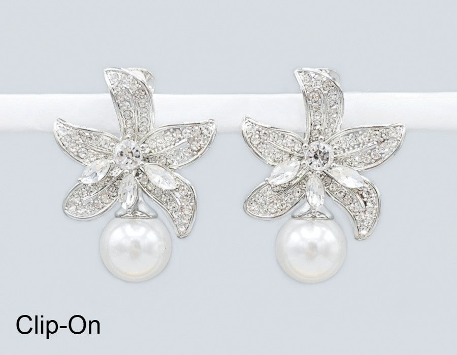 Fashion Crystal Bloom Clip-On Earrings #GE2747 - Multiple Colors (PC)
