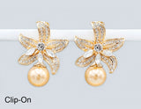 Fashion Crystal Bloom Clip-On Earrings #GE2747 - Multiple Colors (PC)