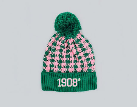 Fashion Sorority Checker Pom Pom Beanie #GH1603 - Multiple Colors (PC)