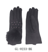 Fashion Winter Rhinestone Pom Pom Gloves #GL-0233 - Multiple Colors (PC)