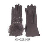 Fashion Winter Rhinestone Pom Pom Gloves #GL-0233 - Multiple Colors (PC)