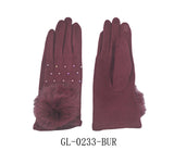 Fashion Winter Rhinestone Pom Pom Gloves #GL-0233 - Multiple Colors (PC)