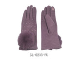 Fashion Winter Rhinestone Pom Pom Gloves #GL-0233 - Multiple Colors (PC)