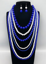 Fashion 7 Layered Pearl Necklace Set #GNE3241 - Multiple Colors (PC)