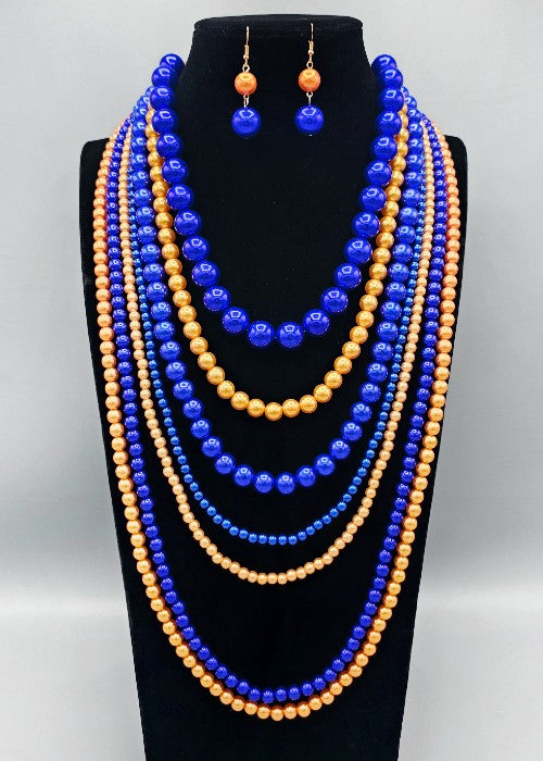 Fashion 7 Layered Pearl Necklace Set #GNE3241 - Multiple Colors (PC)