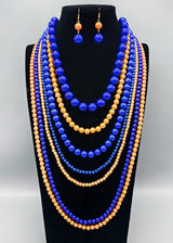 Fashion 7 Layered Pearl Necklace Set #GNE3241 - Multiple Colors (PC)