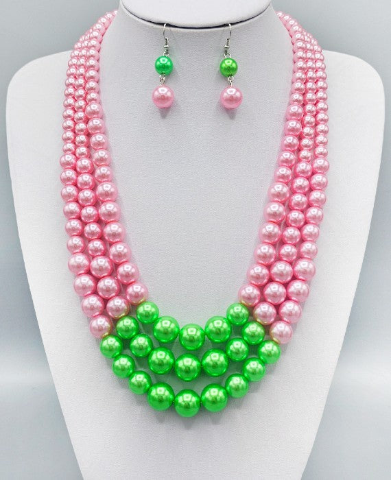Fashion Pearl Necklace Set #GNE3243 - Multiple Colors (PC)