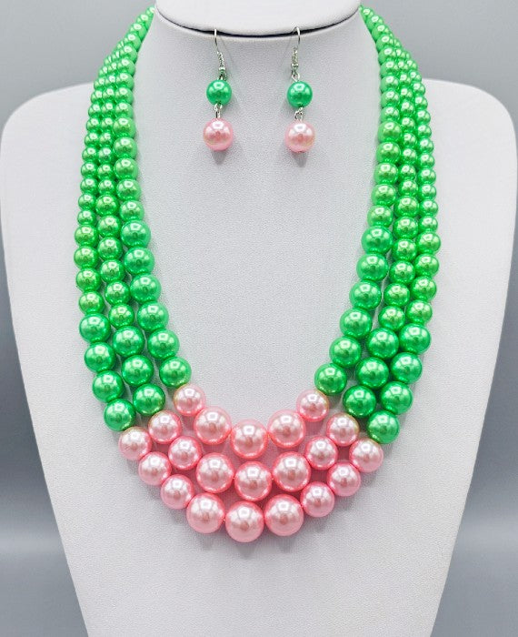 Fashion Pearl Necklace Set #GNE3243PK - PINK (PC)