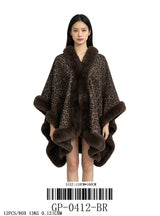 Fashion Leopard Print Fur Poncho Wrap #GP-0412 - Multiple Colors (PC)