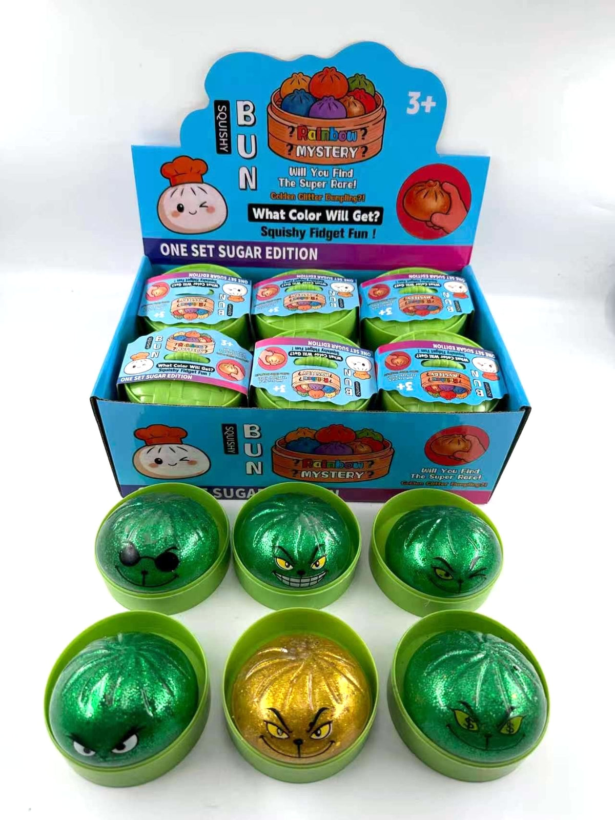 Green Face Glitter Gel Dumpling #GRNDP-RG (12PC)