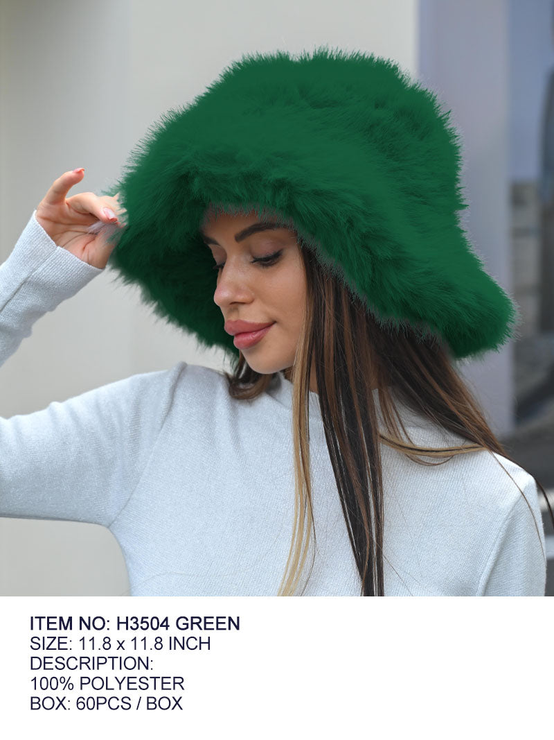 Fashion Large Fur Bucket Hat #H3504 - Multiple Colors (PC)