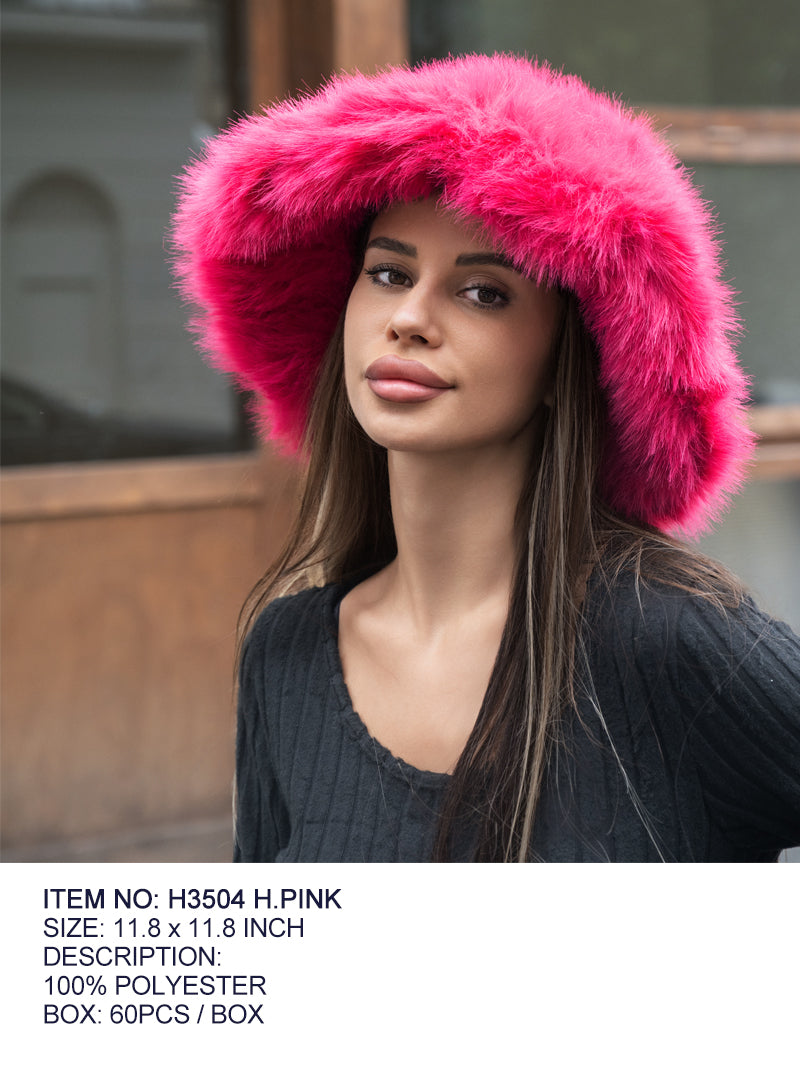 Fashion Large Fur Bucket Hat #H3504 - Multiple Colors (PC)