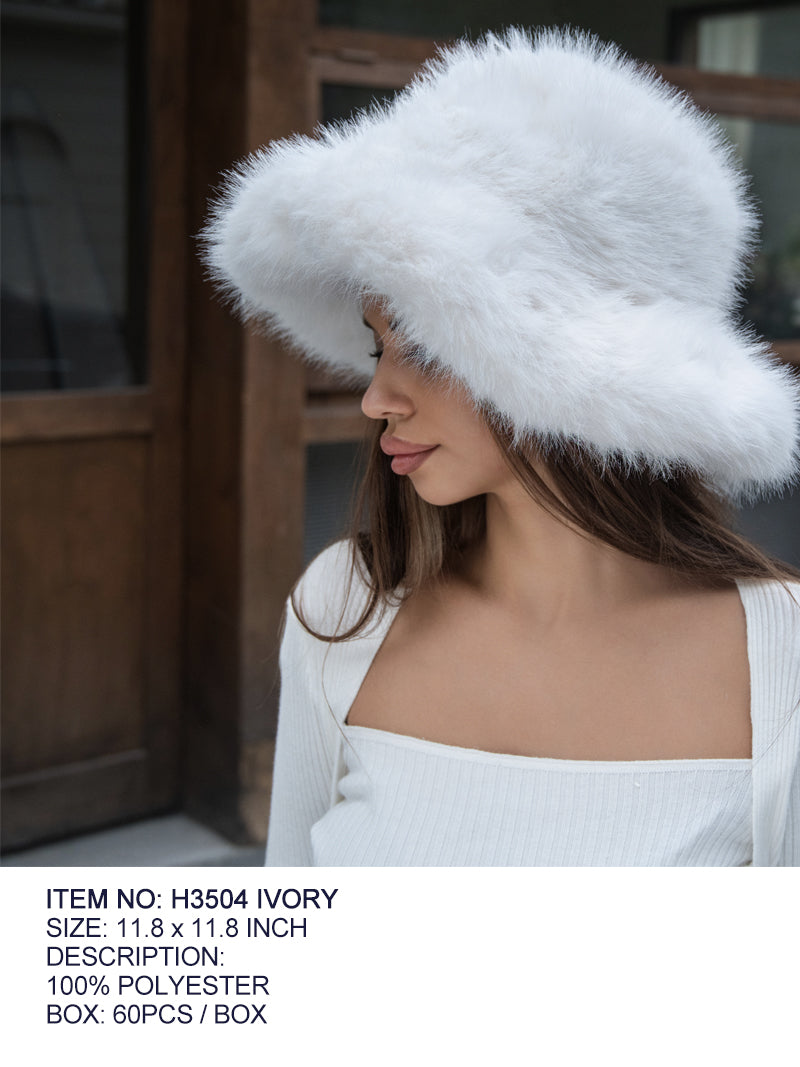 Fashion Large Fur Bucket Hat #H3504 - Multiple Colors (PC)