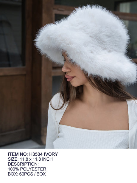 Fashion Large Fur Bucket Hat #H3504 - Multiple Colors (PC)