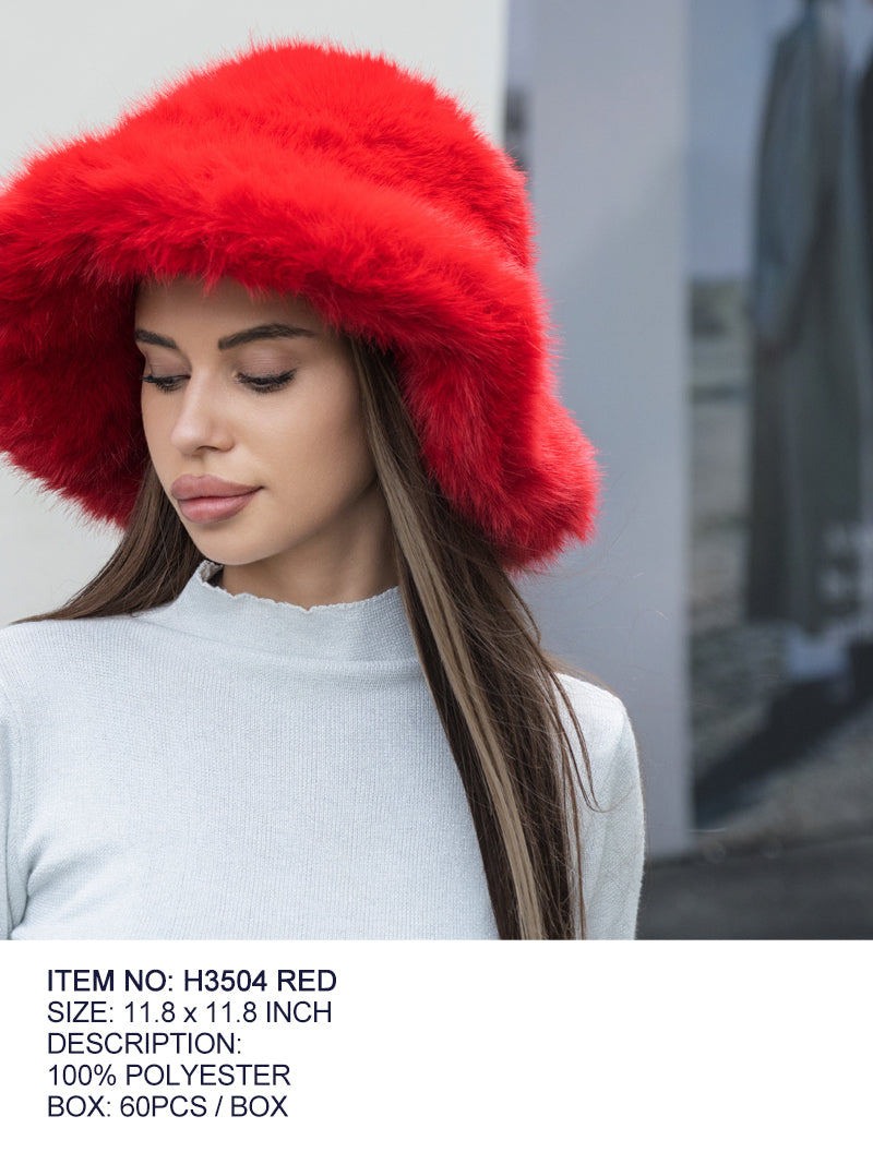 Fashion Large Fur Bucket Hat #H3504 - Multiple Colors (PC)