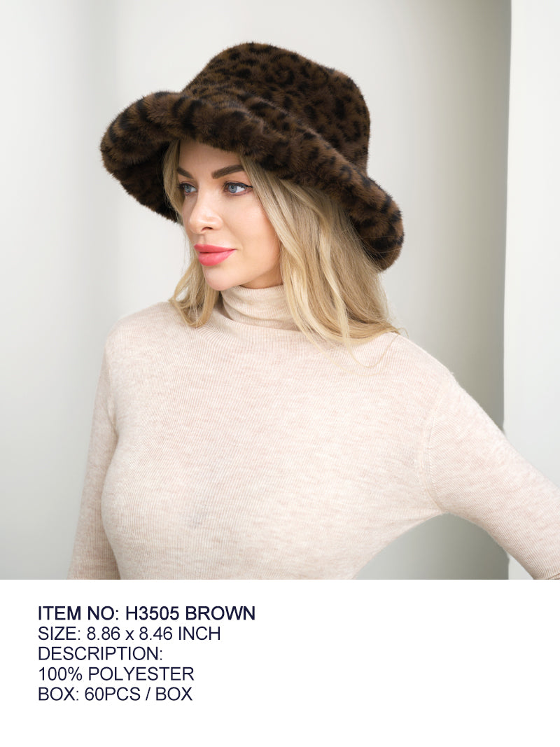 Fashion Design Fur Bucket Hat #H3505 - Multiple Colors (PC)