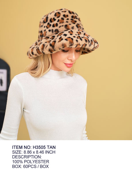 Fashion Leopard Fur Bucket Hat #H3505 - Multiple Colors (PC)