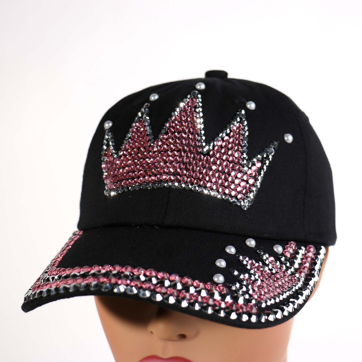 Fashion Pink Crown Hat W/ Rhinestones #HAT512BK  (PC)