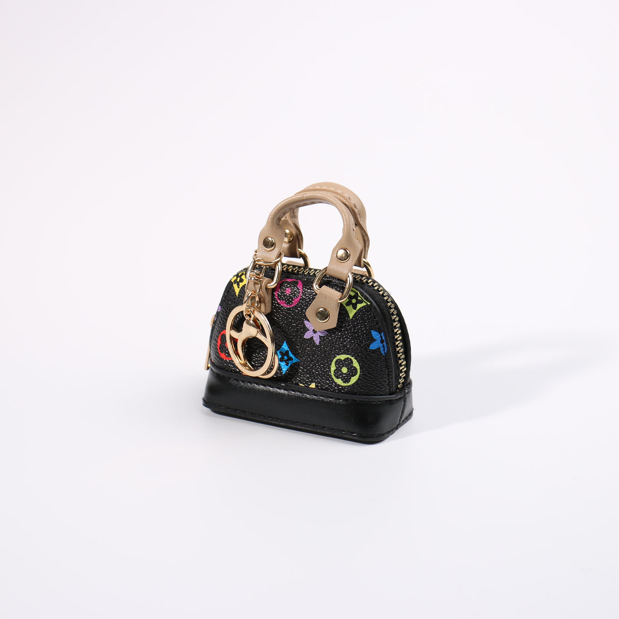 Fashion Small Keychain / Bag Charm #HXMIN03-ABK - Black Multicolor (PC)