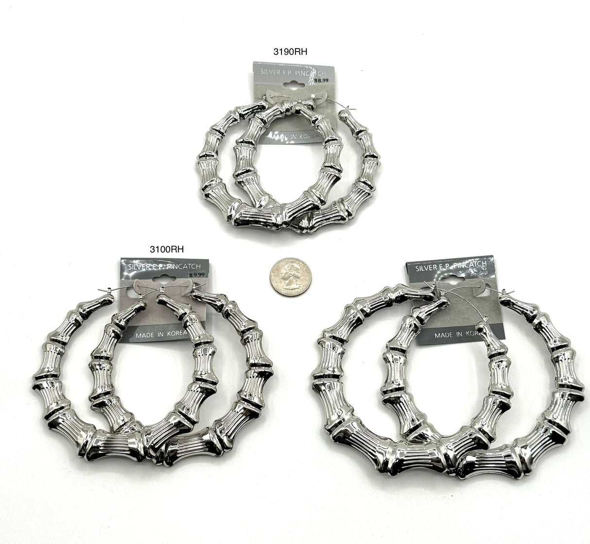 Gold/Silver Bamboo Hoop Earrings #3140-3160-3173-3190-3100-3110 (PC)