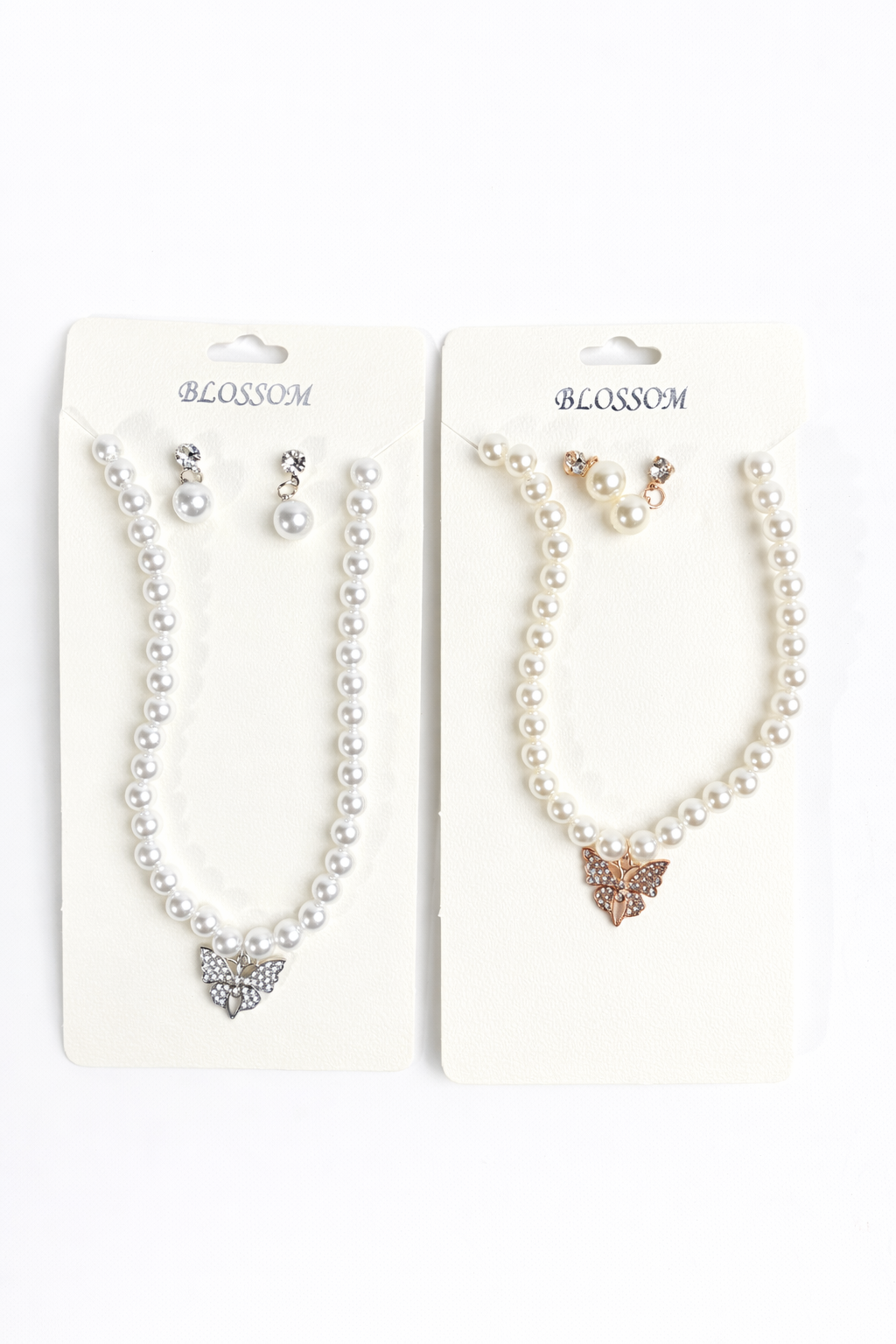 Fashion Pearl W/Butterfly Charm Necklace Set #INE1978 G/S (12PC)