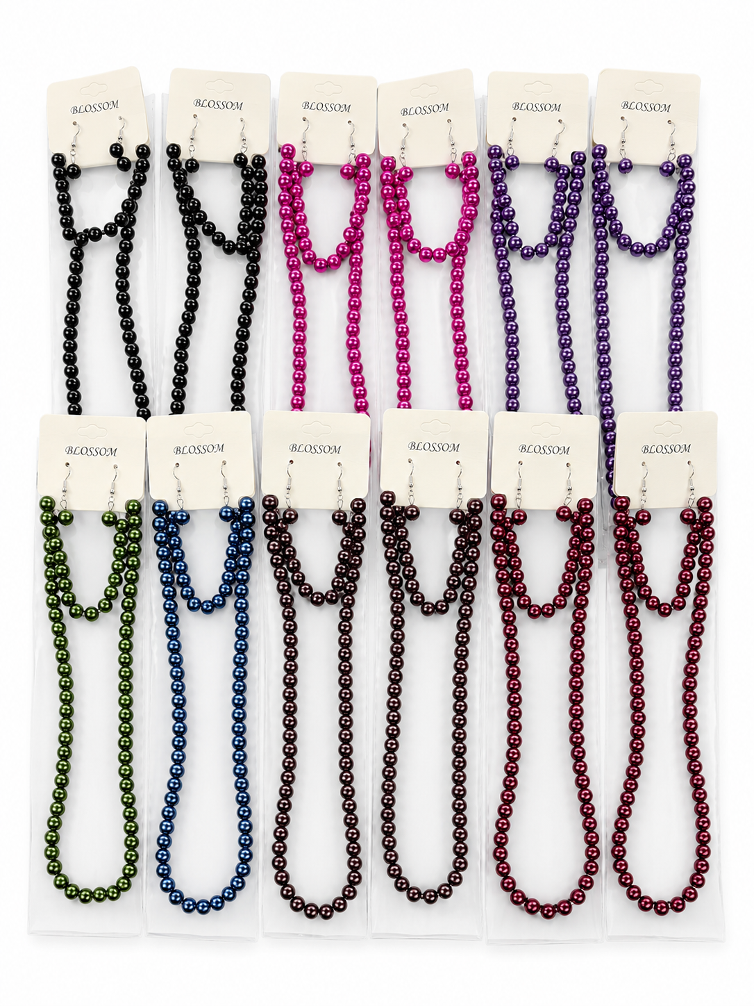 Fashion Thin Pearl Dozen Necklace Set #INE214DK (12PC)