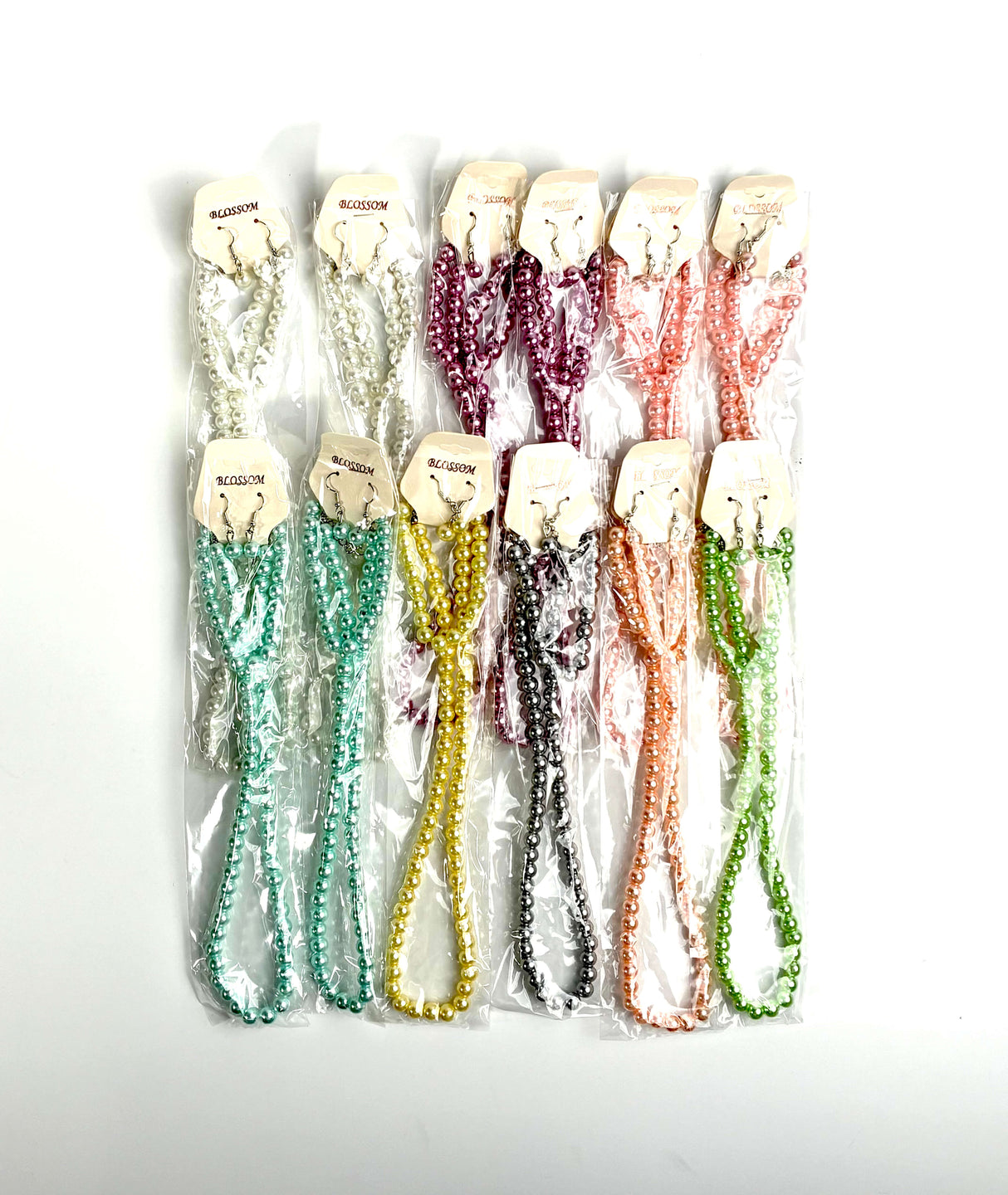 Fashion Pearl Bracelet Necklace Set Assort #INE214PT (12PC)