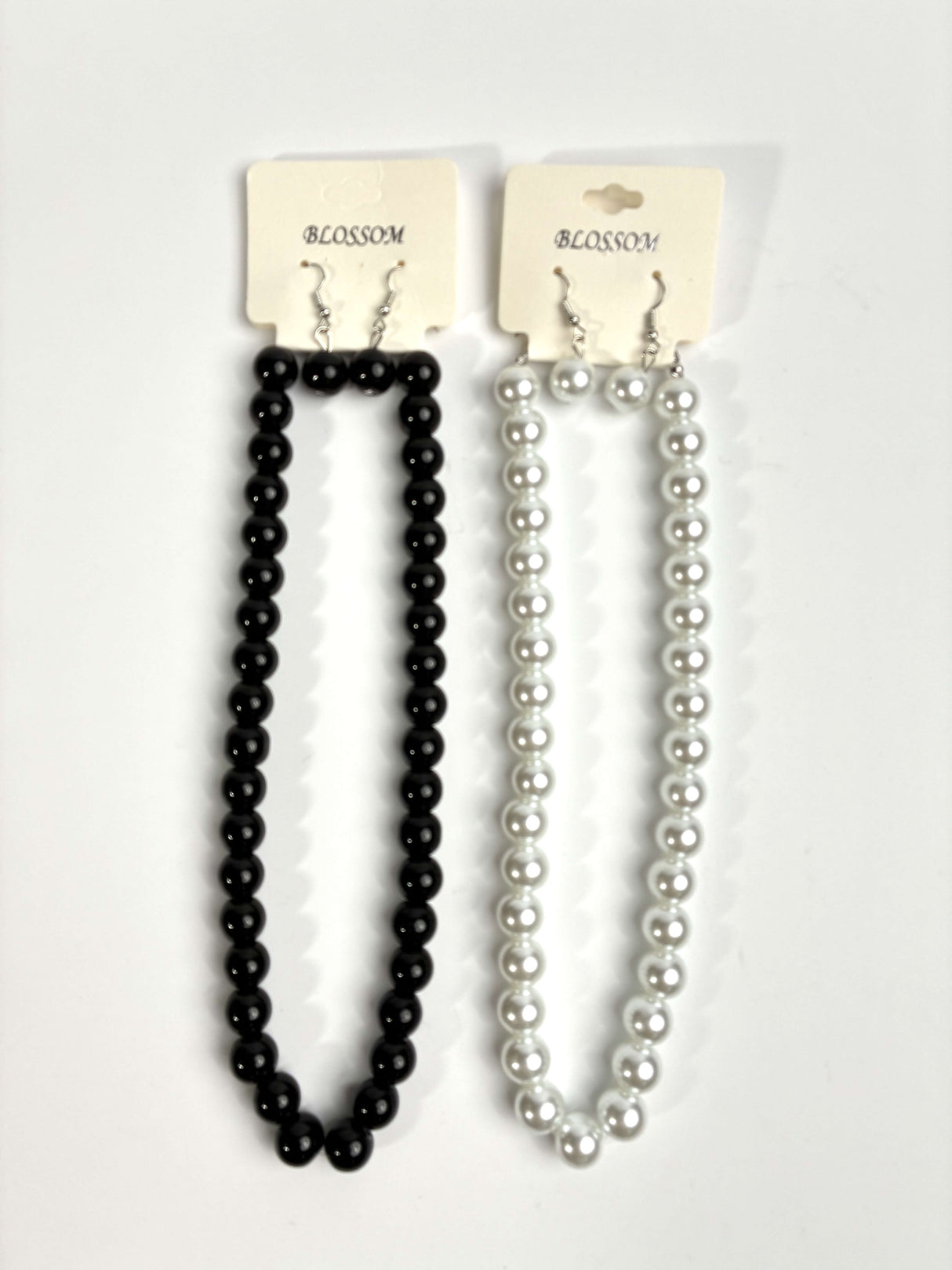 Fashion Pearl Necklace Set B/W #INE237BW (12PC)