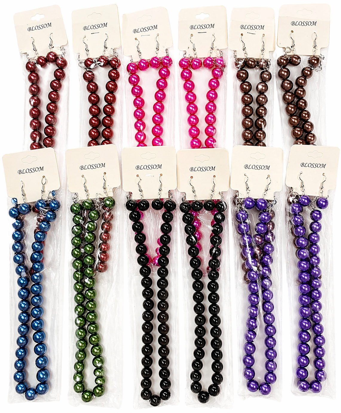 Fashion Thick Pearl Dozen Necklace Set #INE237DK (12PC)