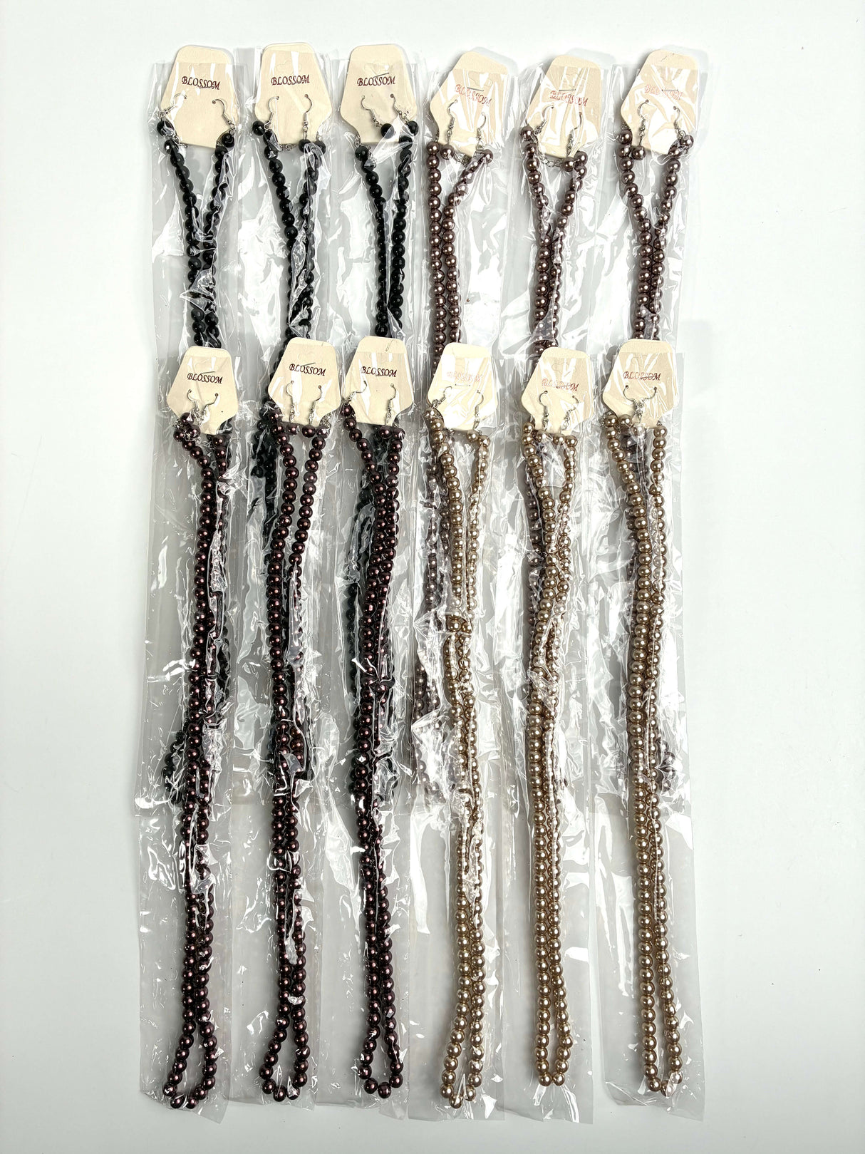 Fashion Pearl XLong Necklace Set Brown Mix #INE238BR (12PC)