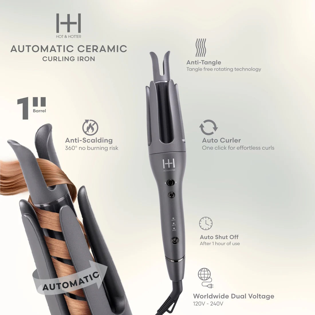 #5617 Hot & Hotter Ceramic 1" Auto Curler (PC)
