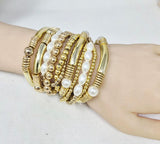 Fashion Gold & Pearl Statement Bracelet #JB10476 - Multiple Colors (PC)