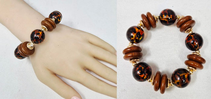 Fashion Wooden Bead Bracelet #JB10502GLE (PC)