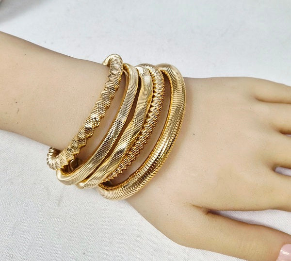 Fashion 5pc Stack Bangle Bracelet #JB10506 - Multiple Colors (PC)