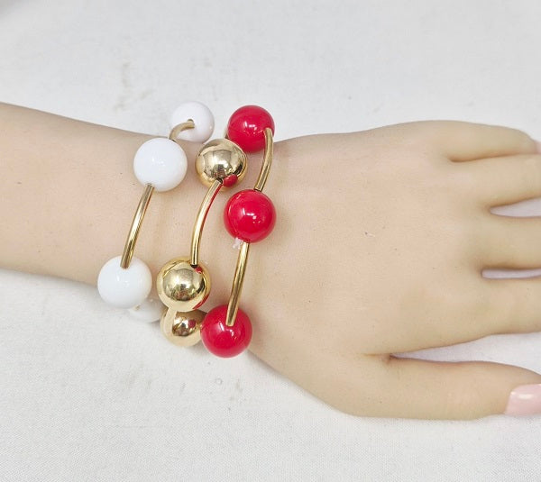 Fashion Ball Two-Tone Bead Bracelet #JB10514 - Multiple Colors (PC)