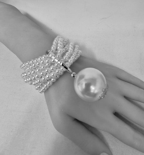 Fashion Large Bead Pearl Bracelet #JB11381 - Multiple Colors (PC)