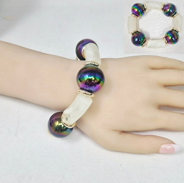 Fashion Chunky Beaded Stretch Bracelet #JB20065 - Multiple Colors (PC)