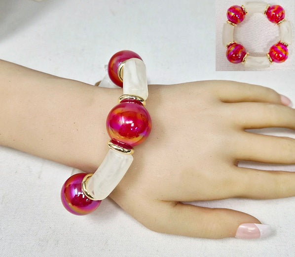 Fashion Chunky Beaded Stretch Bracelet #JB20065 - Multiple Colors (PC)