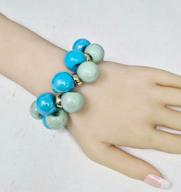 Fashion Two-Tone Bubble Bead Bracelet #JB20070 - Multiple Colors (PC)