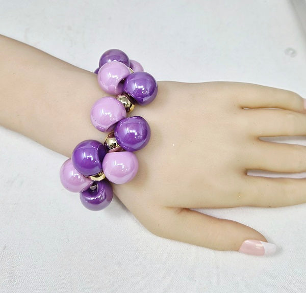 Fashion Two-Tone Bubble Bead Bracelet #JB20070 - Multiple Colors (PC)