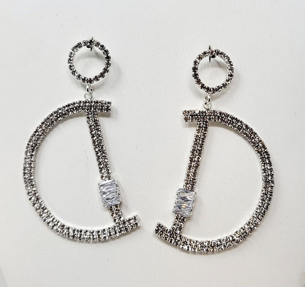 Fashion Rhinestone Hoop Earrings #JE10109S (PC)