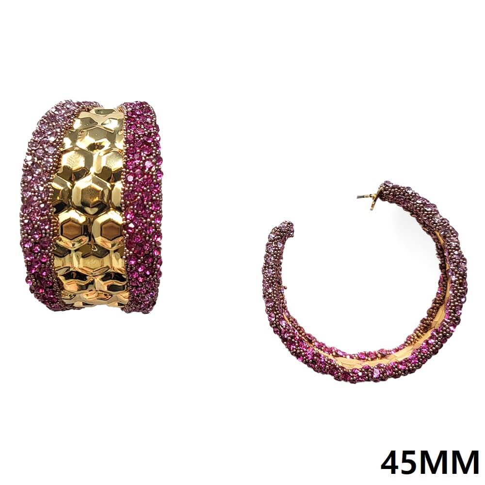 Fashion Rhinestone Hoop Earrings #JE10291 - Multiple Colors (PC)