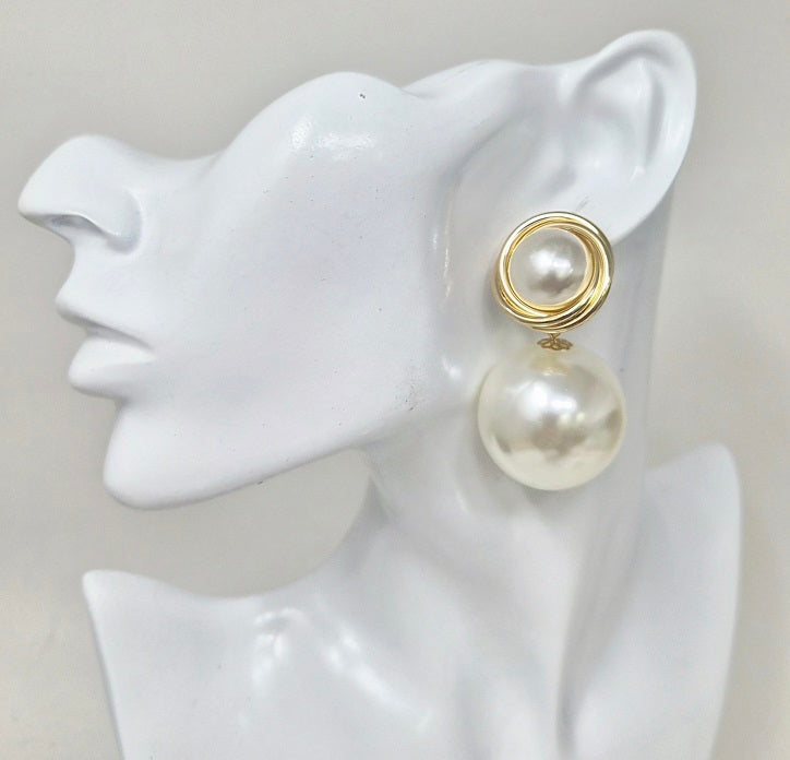 Fashion Double Pearl Statement Earrings #JE10406 - Multiple Colors (PC)