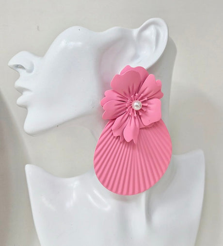 Fashion Large Matte Floral Earrings #JE10407 - Multiple Colors (PC)