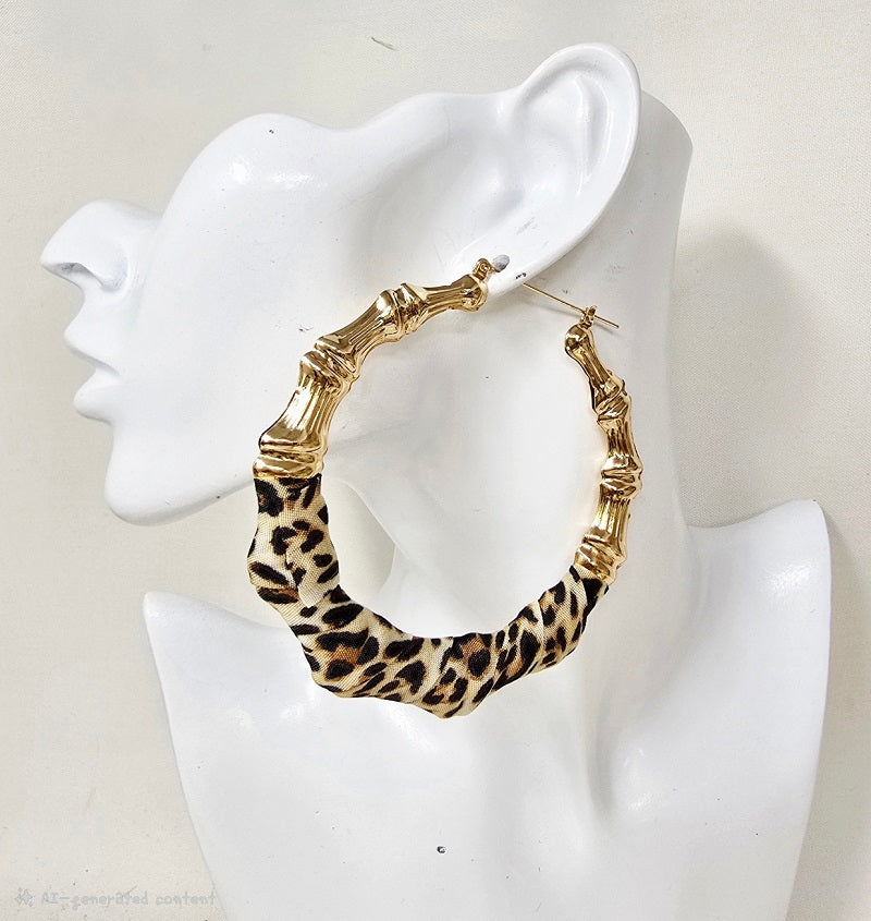 Fashion Bamboo Jean Hoop Earrings #JE10424 - Multiple Colors (PC)