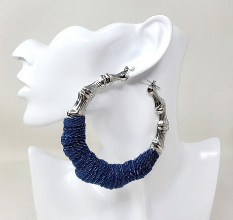 Fashion Bamboo Jean Hoop Earrings #JE10424 - Multiple Colors (PC)