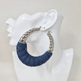 Fashion Large Denim Hoop Earrings #JE10443 - Multiple Colors (PC)
