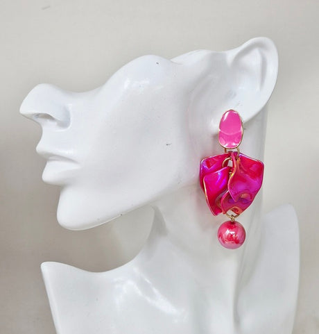 Fashion Iridescent Petal Drop Earrings #JE10470 - Multiple Colors (PC)